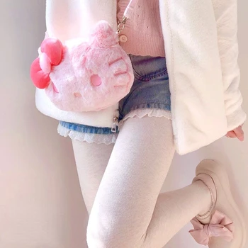 Sanrio Розовая Пушистая Женская сумка-мессенджер, зимняя Плюшевая милая сумка-мессенджер на одно плечо, детский подарок