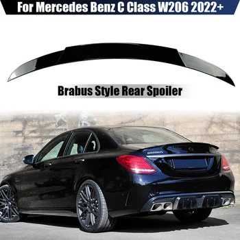 Глянцевый черный задний багажник, крыло, спойлер, клапан, разветвитель, губа для Mercedes Benz C Class W206 C200 C260 C300 2022 + Автомобильный стайлинг