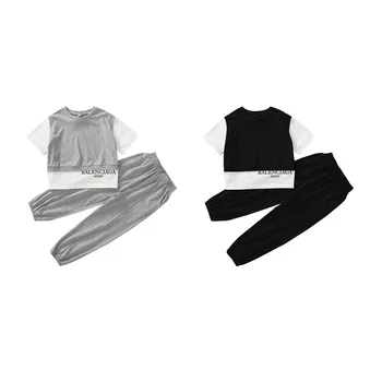 Комплект одежды для девочек-подростков: футболка с коротким рукавом, брюки, наряды