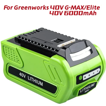 Новый Литиевый аккумулятор емкостью 40 В 6,0 Ач для Совместимых Аккумуляторных электроинструментов Greenworks 40V G-MAX/Elite, Перезаряжаемый Литий-ионный аккумулятор