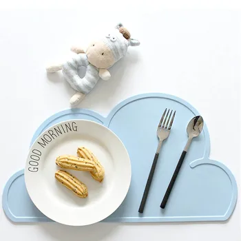 Обеденный коврик в форме облака Детская обеденная тарелка Силиконовый коврик Пищевой обеденный коврик Водонепроницаемый и теплоизоляционный кухонный коврик
