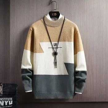 Осенне-зимний мужской свитер 2023, модный вязаный пуловер, мужской качественный свитер, корейская повседневная куртка, мужской свитер номер 2811