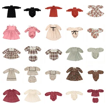 Предварительная распродажа (поставка в октябре) 2023 г., Одежда Для Маленьких девочек, Рубашки с цветочным принтом, Детское платье для Девочек, вишневый Топ с длинными рукавами, Штаны для мальчиков